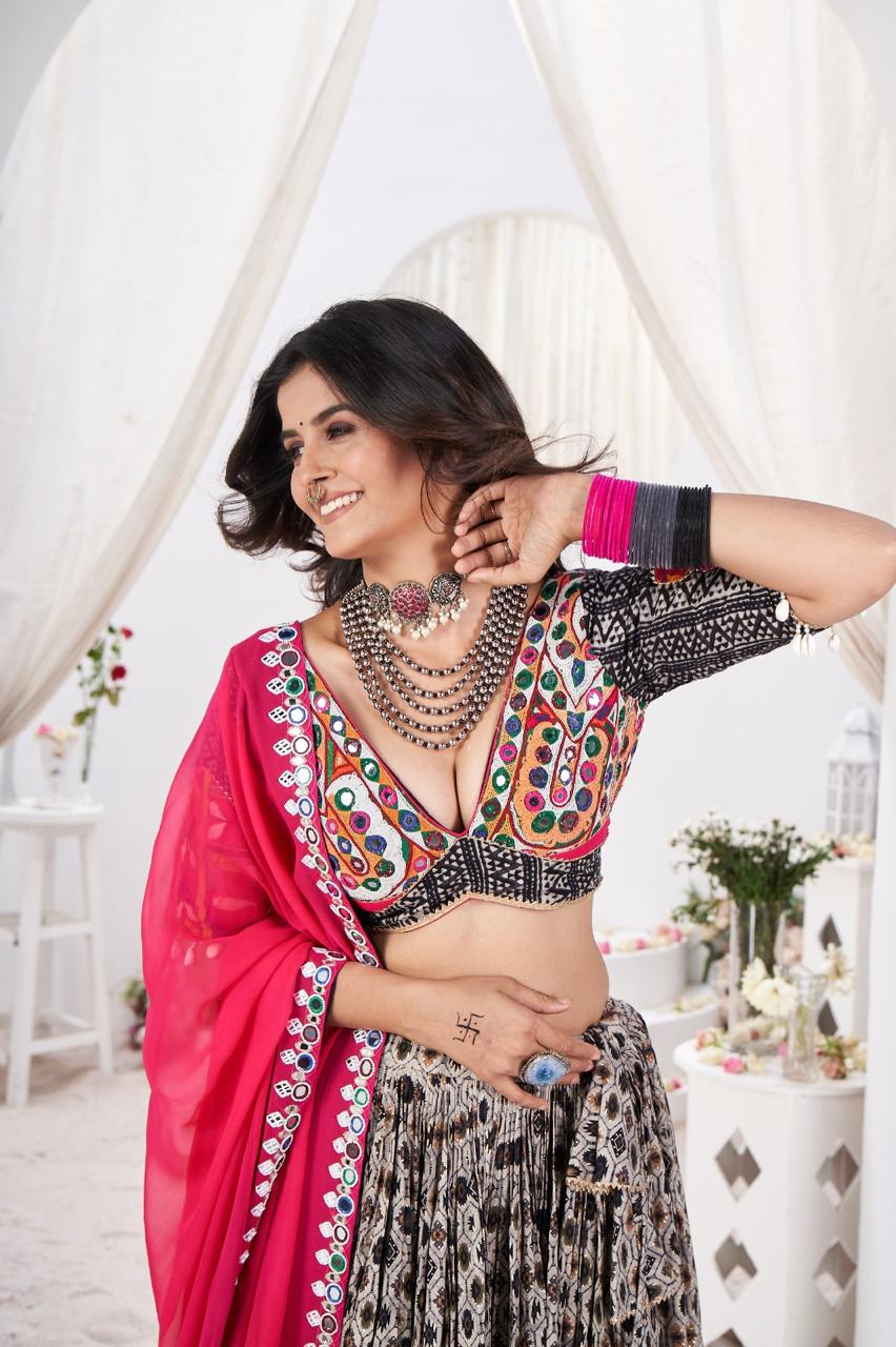 Black and colorful Chaniya Choli