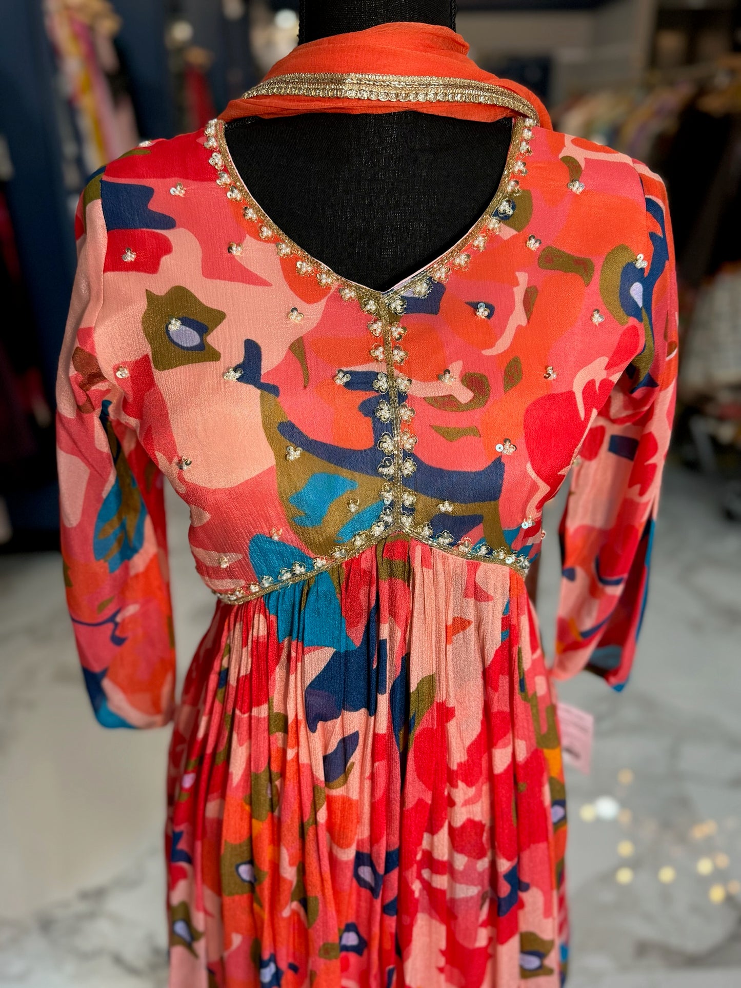 Multicolor Alia-cut Pallazo Set