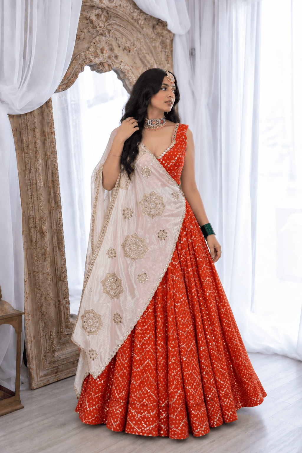 Orange Bandhani Chaniya Choli
