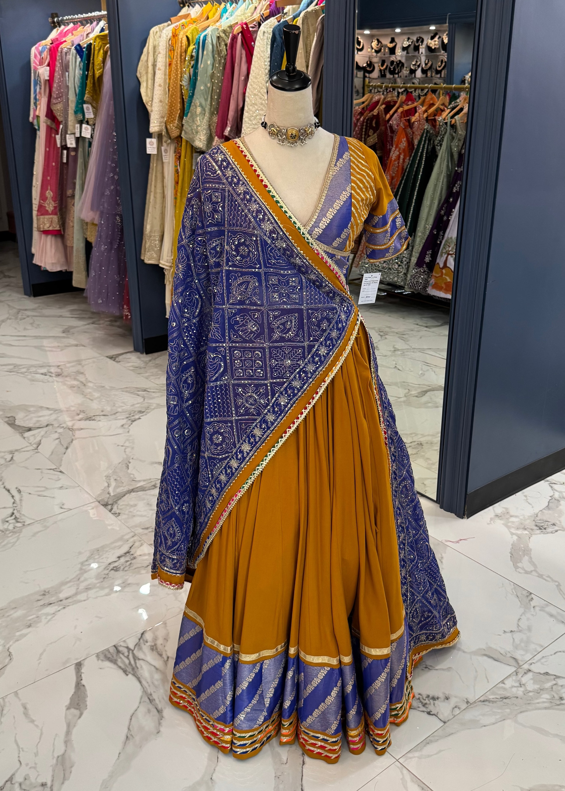 Mustard & Royal Blue Chaniya Choli