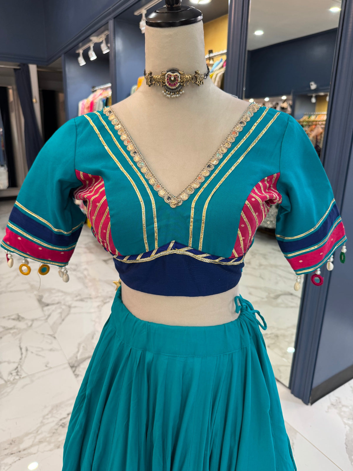 Turquoise & Navy Chaniya Choli