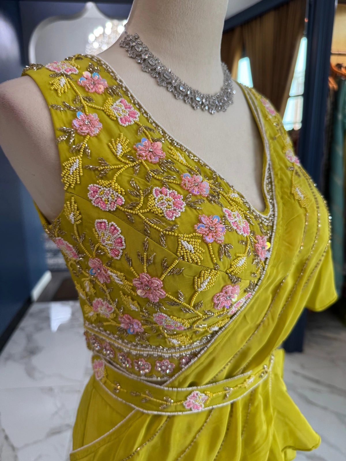 Esha Ruffled Ready Saree Set