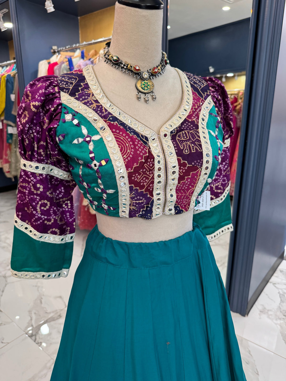 Teal & Purple Chaniya Choli