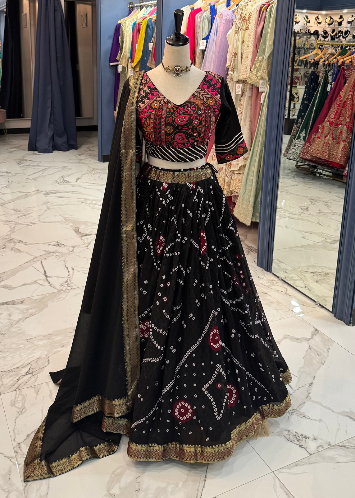 Black Bandhani Chaniya Choli