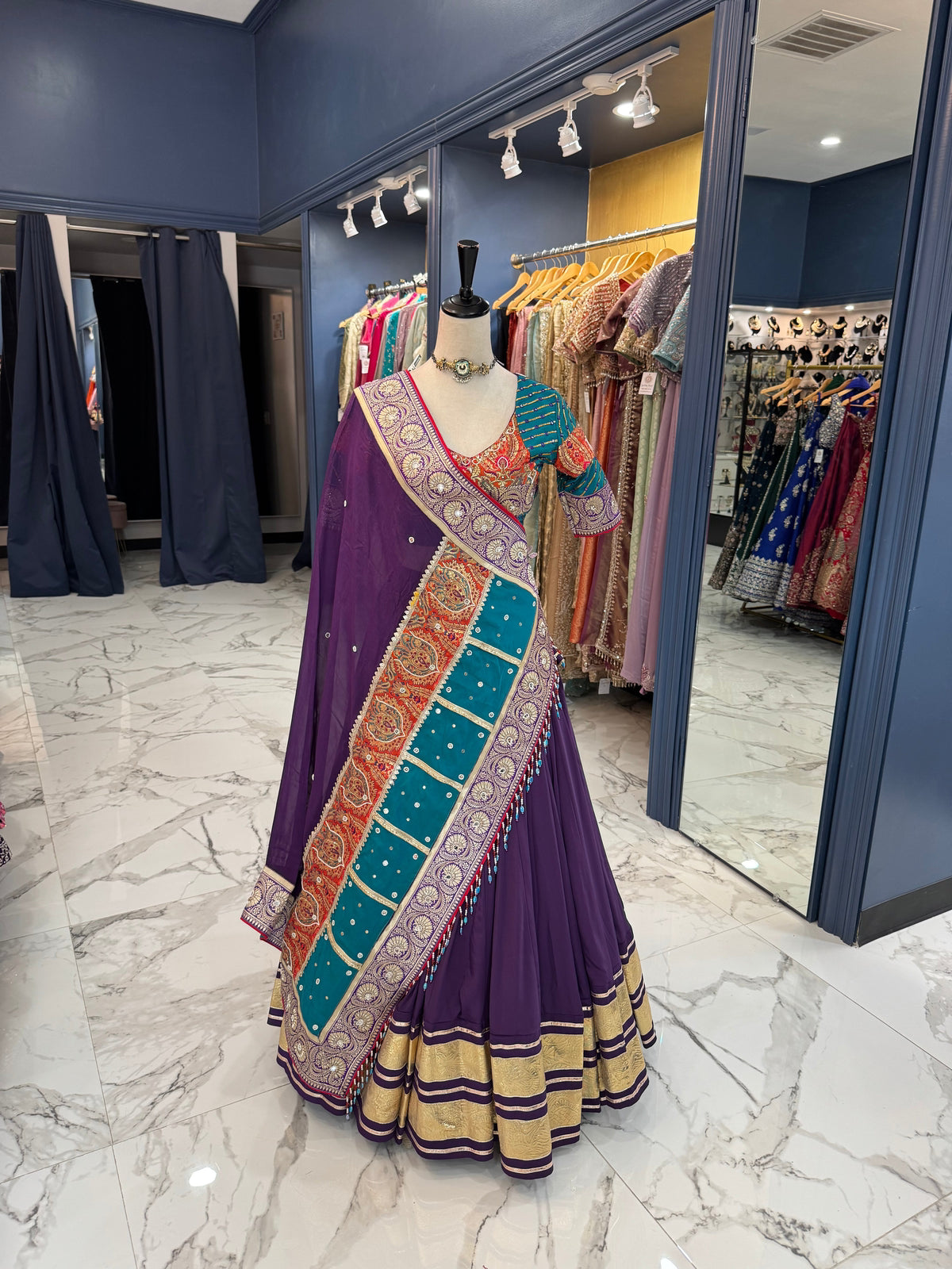 Purple & multicolor Chaniya Choli