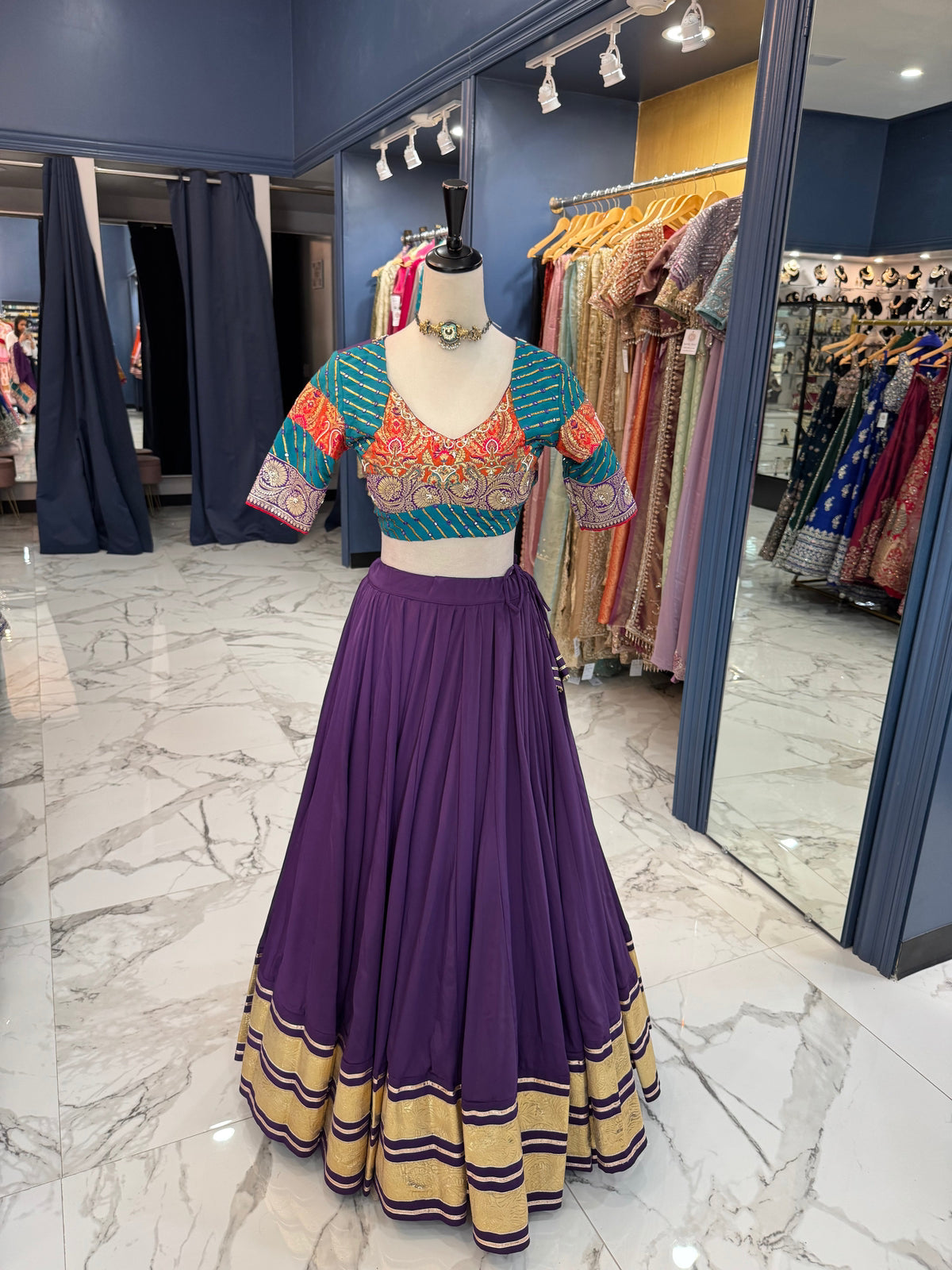 Purple & multicolor Chaniya Choli