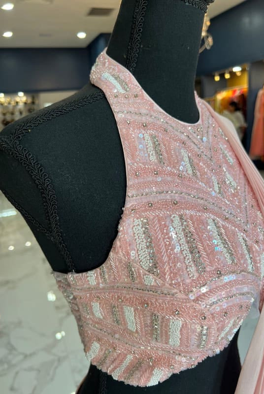 Baby Pink Halter Ready Saree