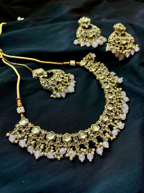 Baby Pink Kundan Set