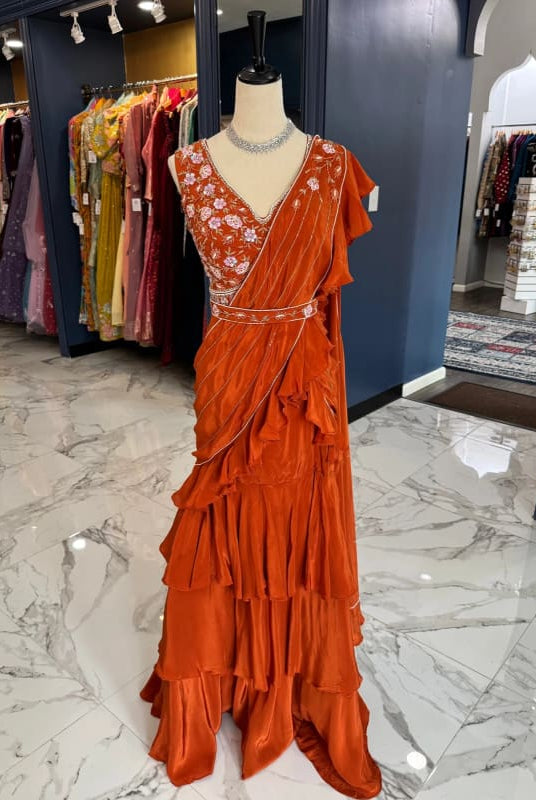 Mira Ruffled Ready Saree Set
