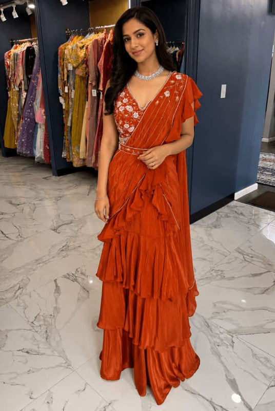 Mira Ruffled Ready Saree Set
