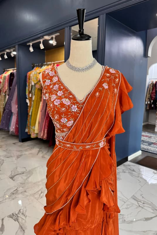 Mira Ruffled Ready Saree Set
