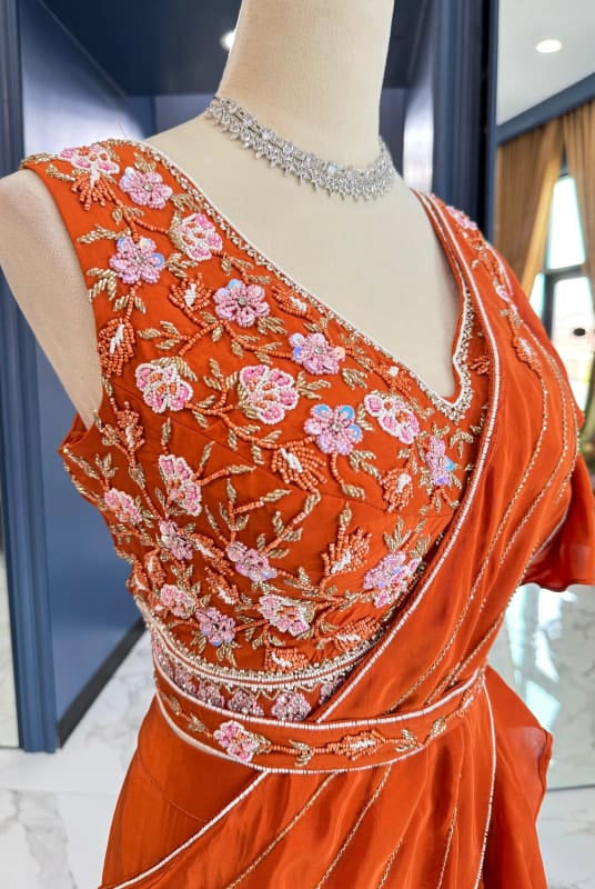 Mira Ruffled Ready Saree Set