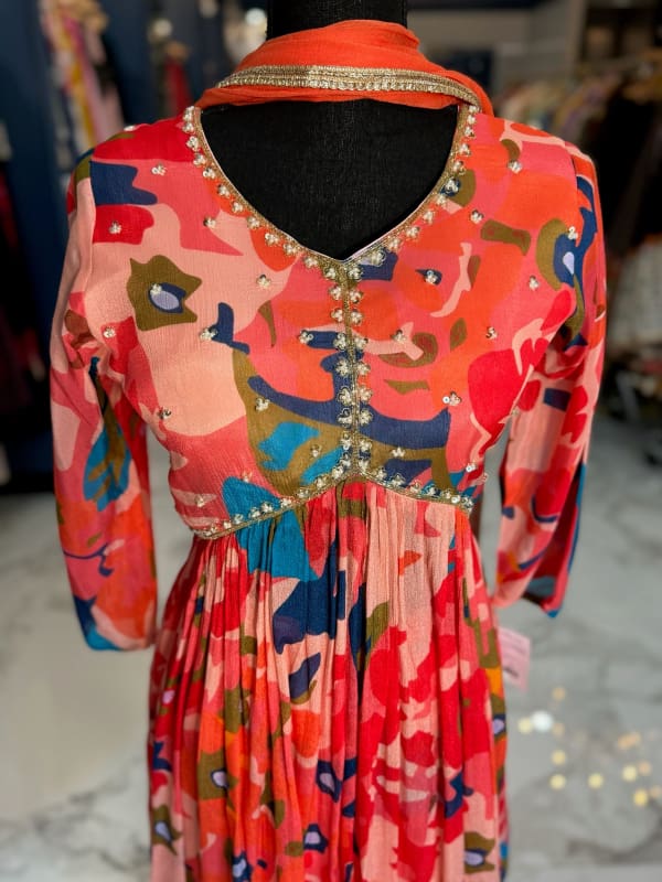 Multicolor Alia-cut Pallazo Set