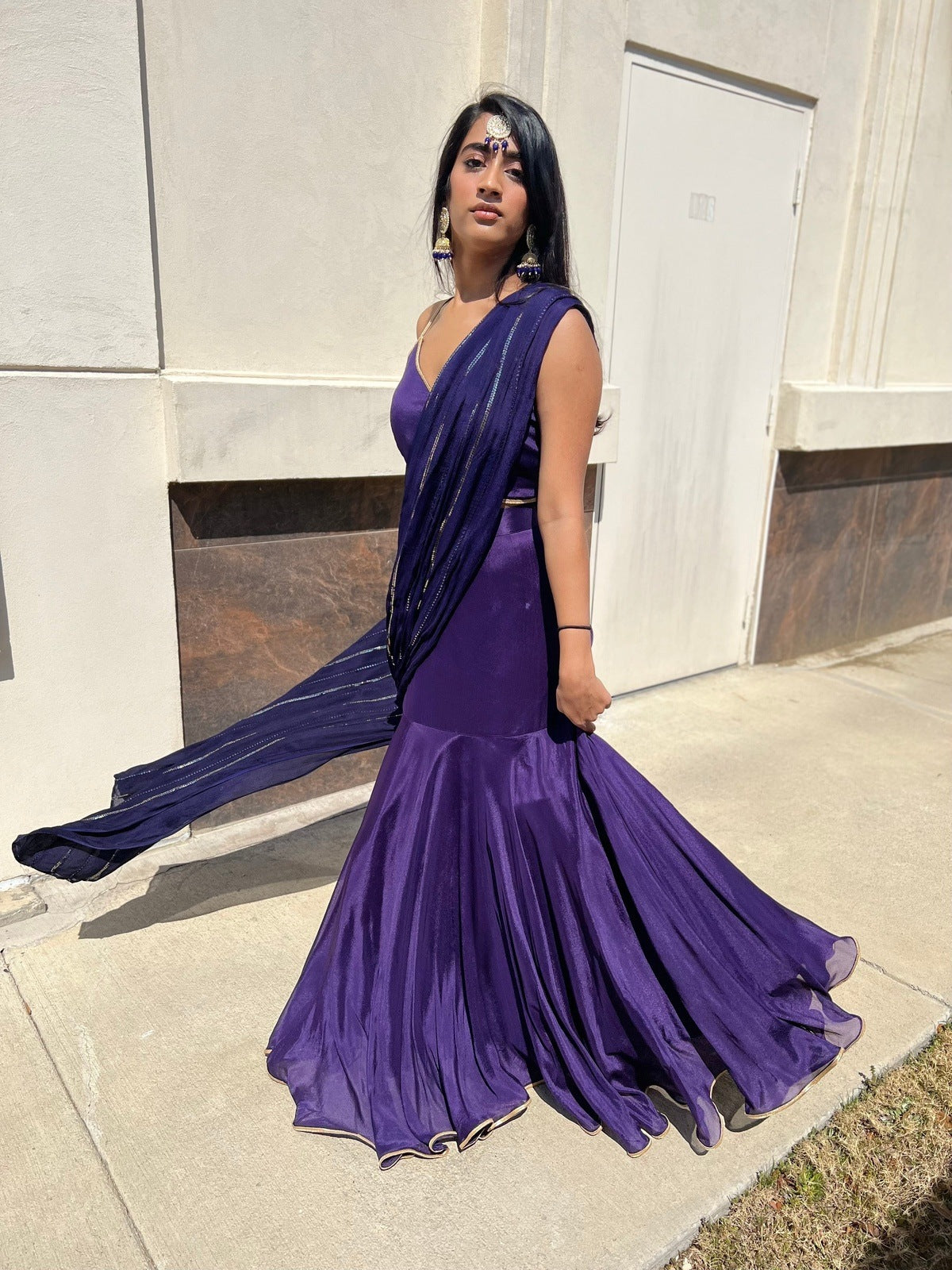 Purple lehanga saree