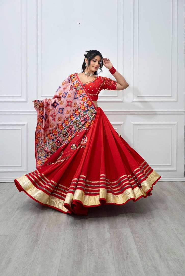 Red patola handwork chaniya choli