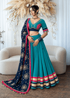 Turquoise & Navy Chaniya Choli