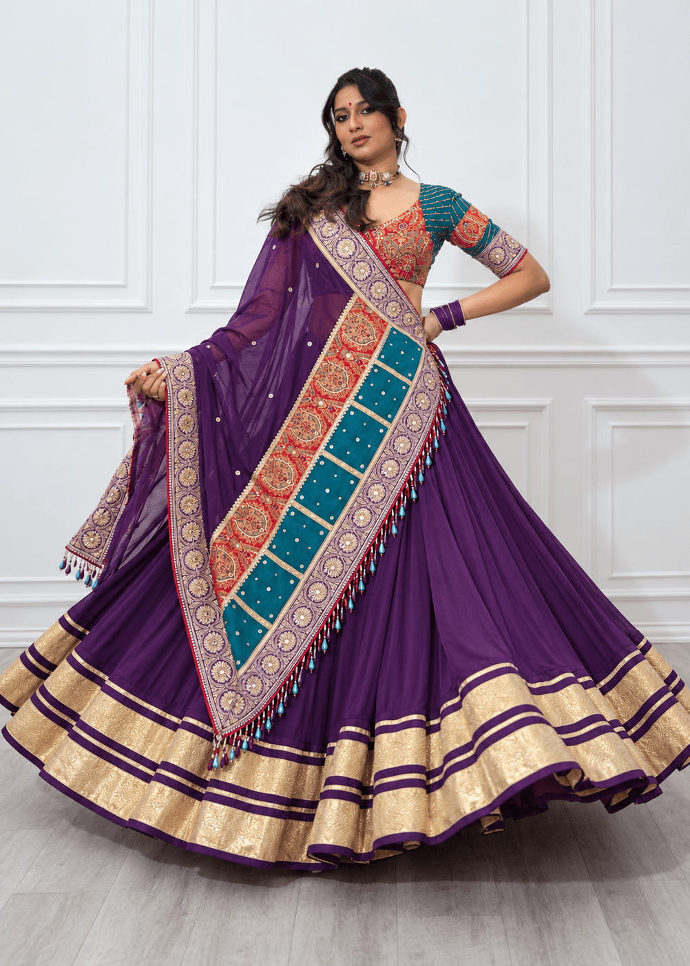 Purple & multicolor Chaniya Choli