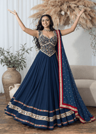 Navy Blue Mirror Work Chaniya Choli