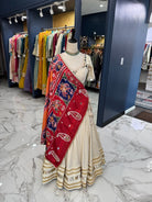 White cotton with red patola Chaniya Choli
