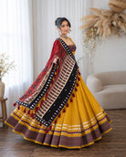 Mustard Yellow Ajrakh Chaniya Choli