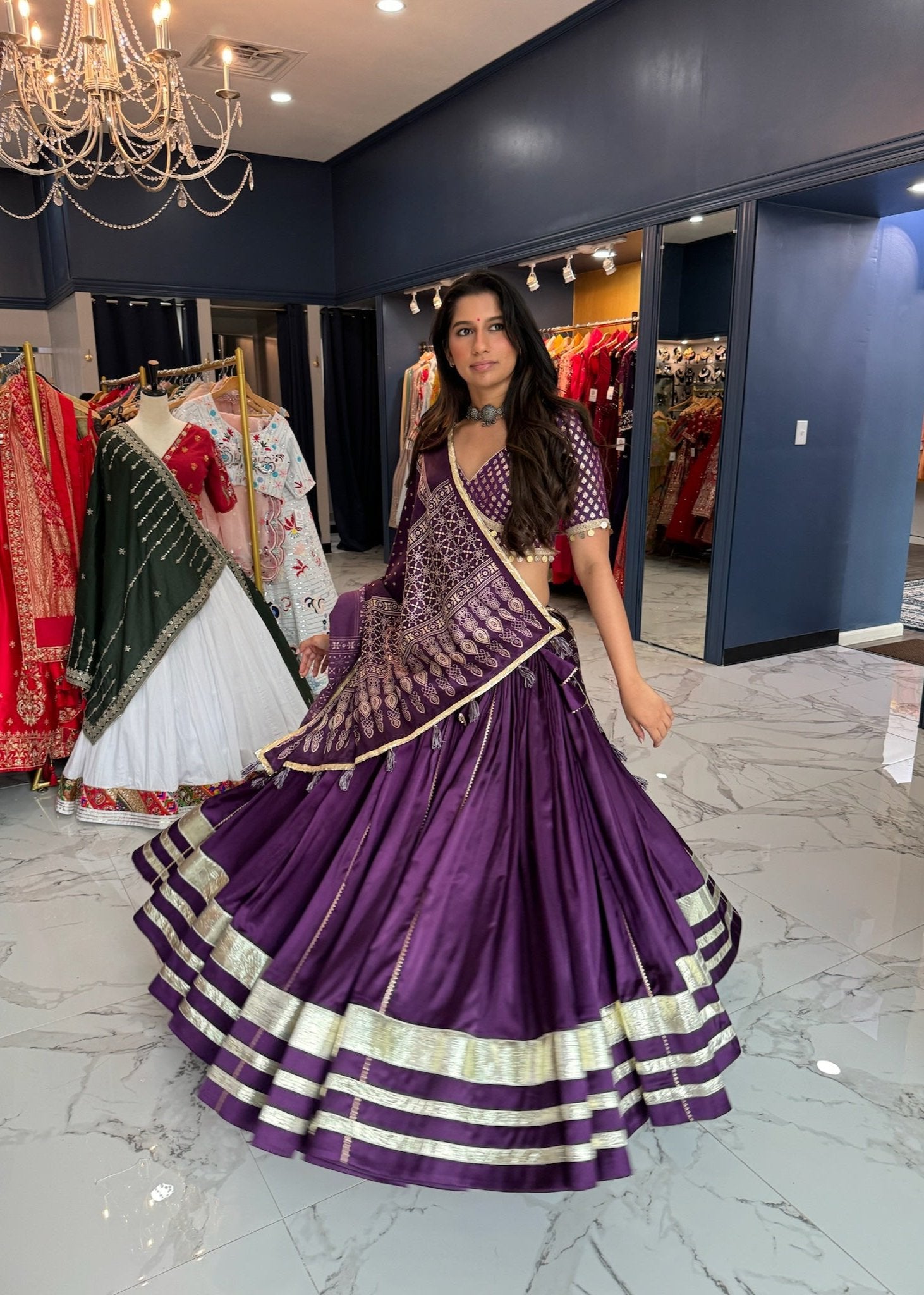 Royal purple silk Chaniya choli