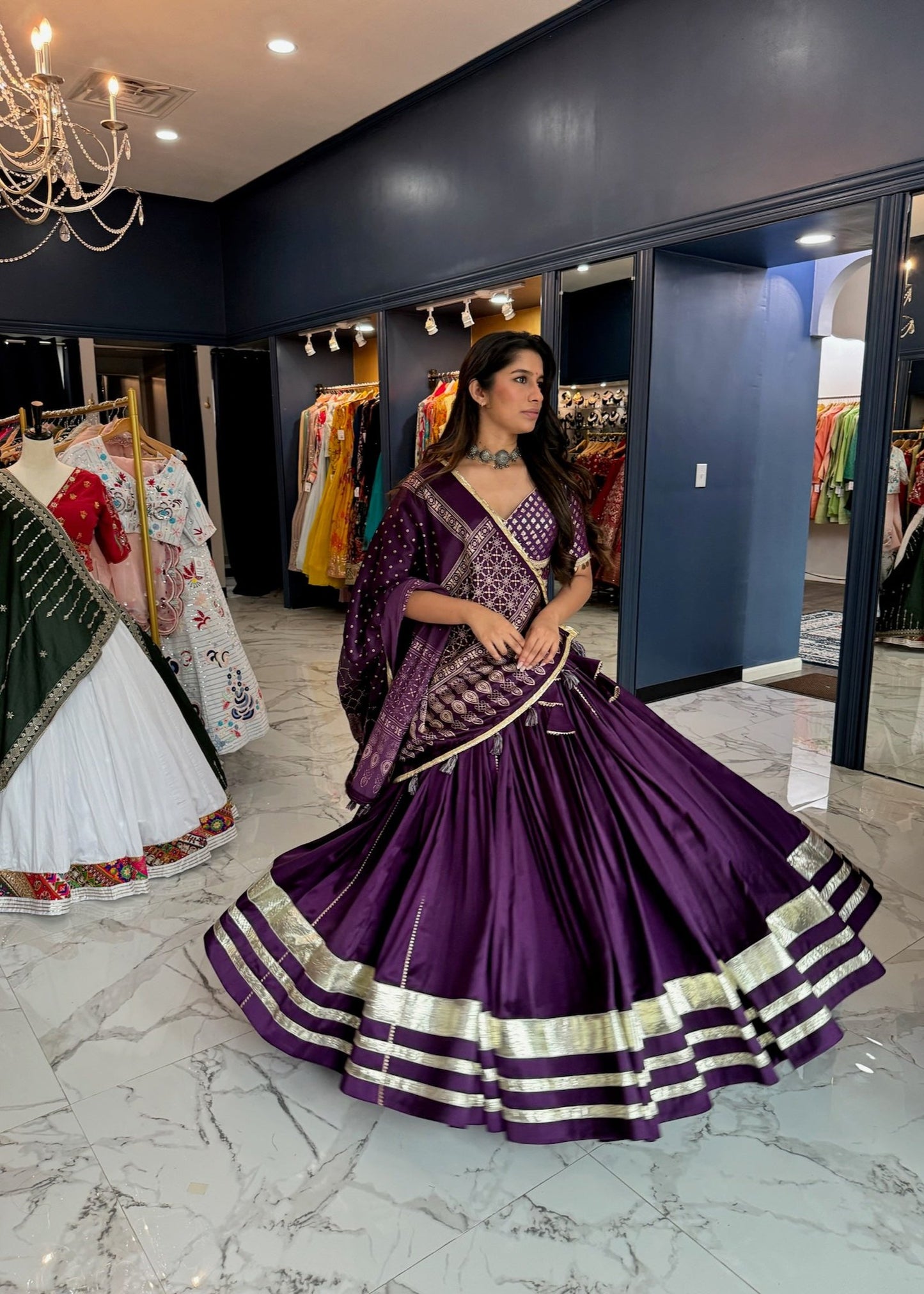 Royal purple silk Chaniya choli