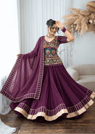Purple Long Top Chaniya Choli