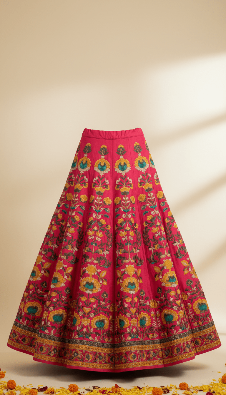 Rani Pink Embroidered Lehenga