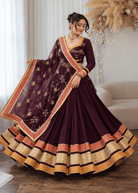 Wine Chaniya Choli with embroidered dupatta