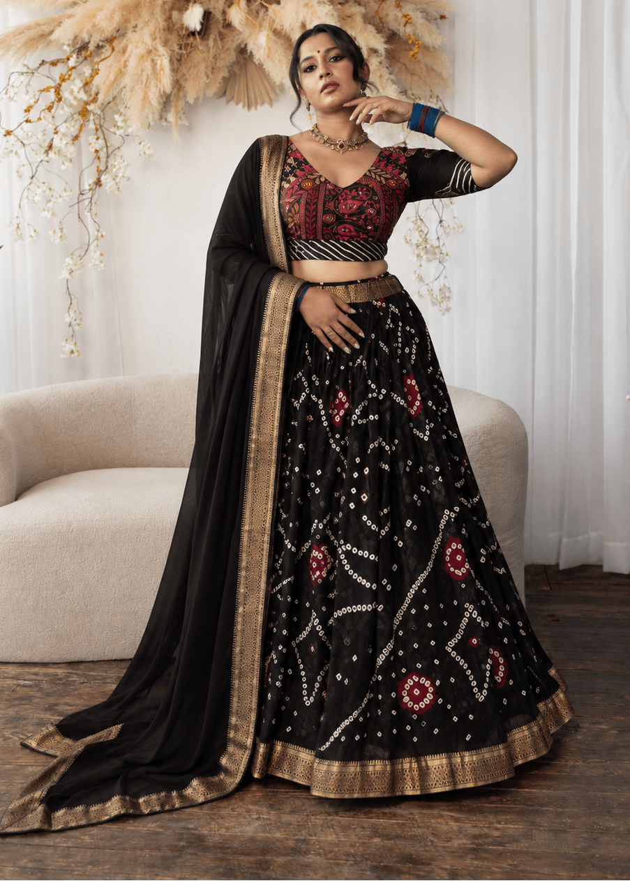 Black Bandhani Chaniya Choli