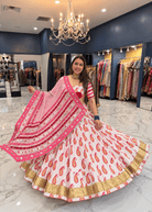 Ivory & Pink Paisley Chaniya Choli