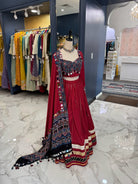 Red Ajrak Chaniya Choli