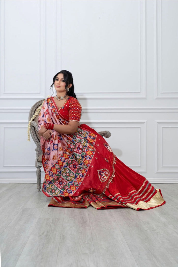 Red patola handwork chaniya choli