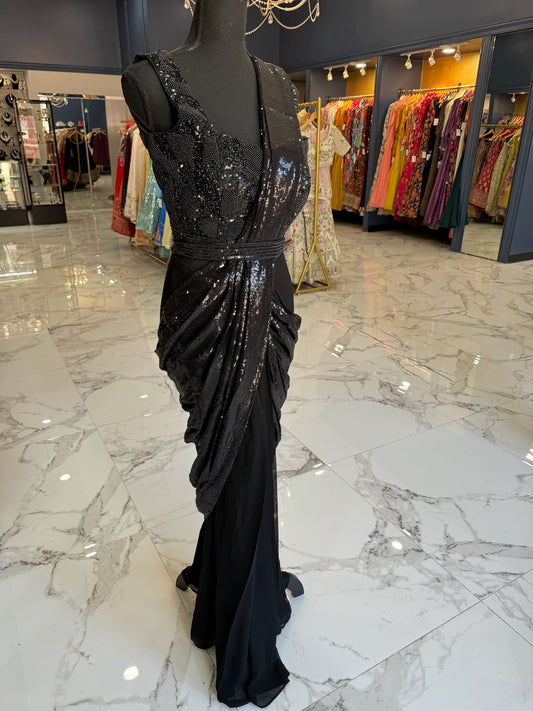 Black sequence ready saree