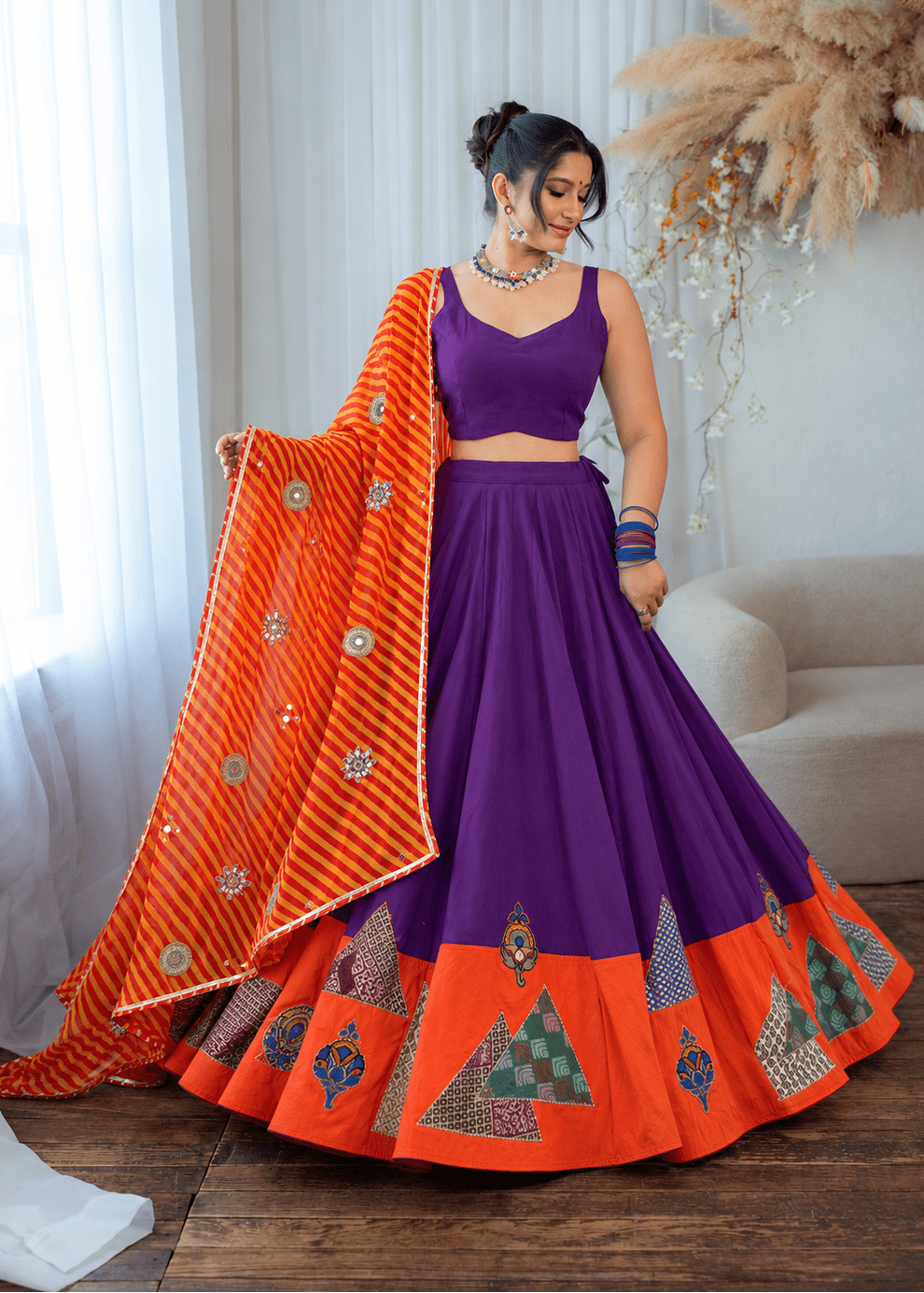 Purple & Orange Chaniya Choli