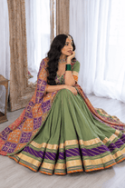 Olive green with orange purple Chaniya Choli