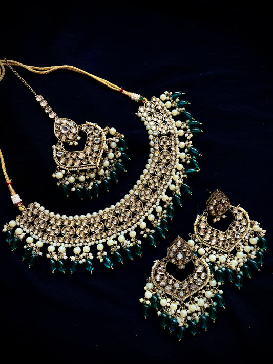 Teal Green Kundan set