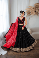 Black and Red Mirror Chaniya Choli