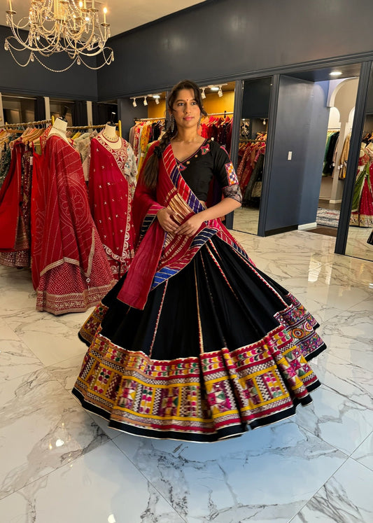 Black pure gamthi border Chaniya Choli