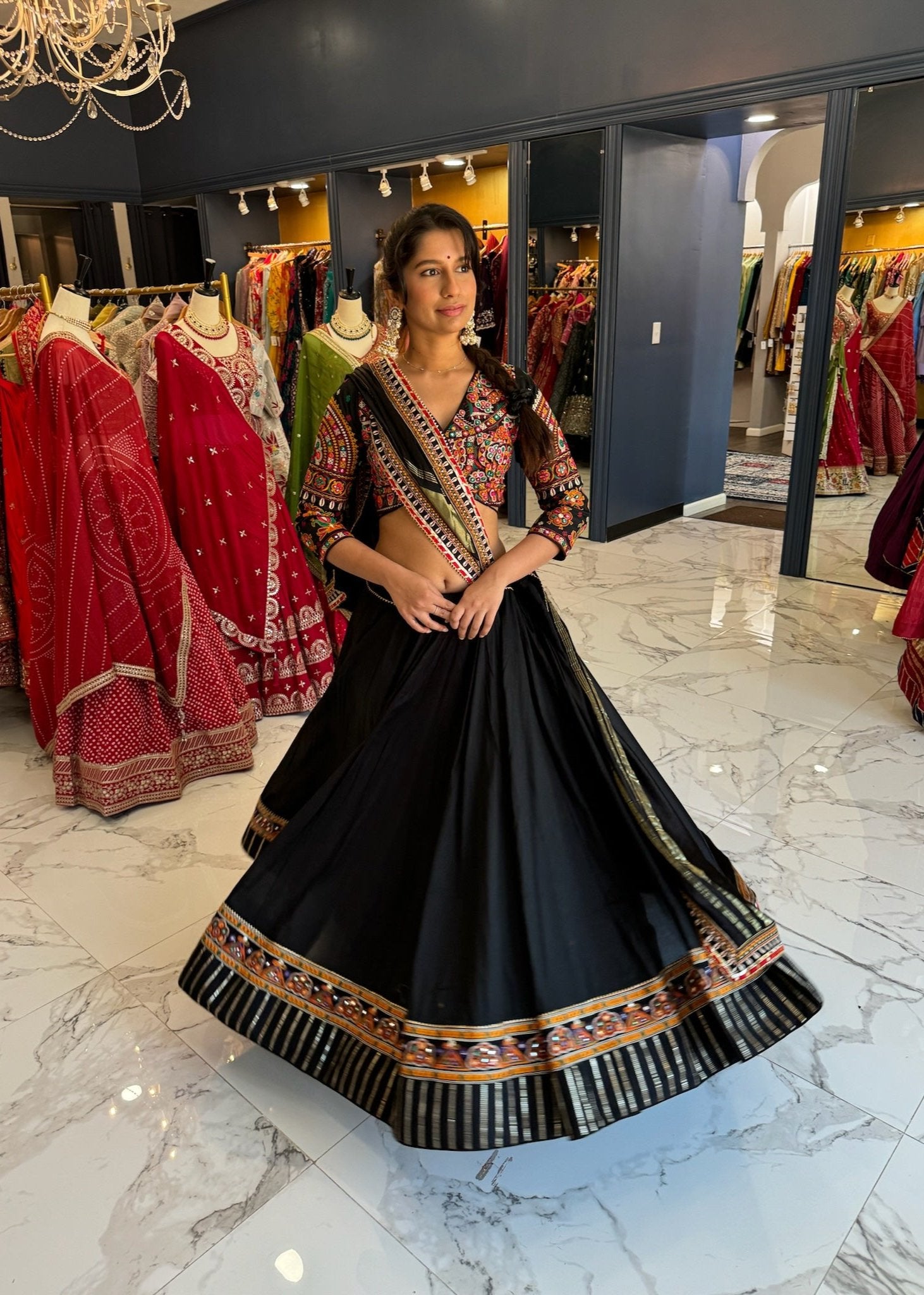 Black kachi work Chaniya Choli