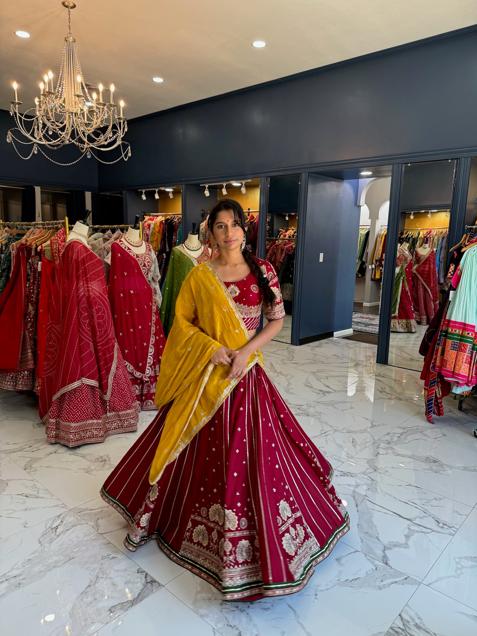 Vintage Red silk chaniya choli