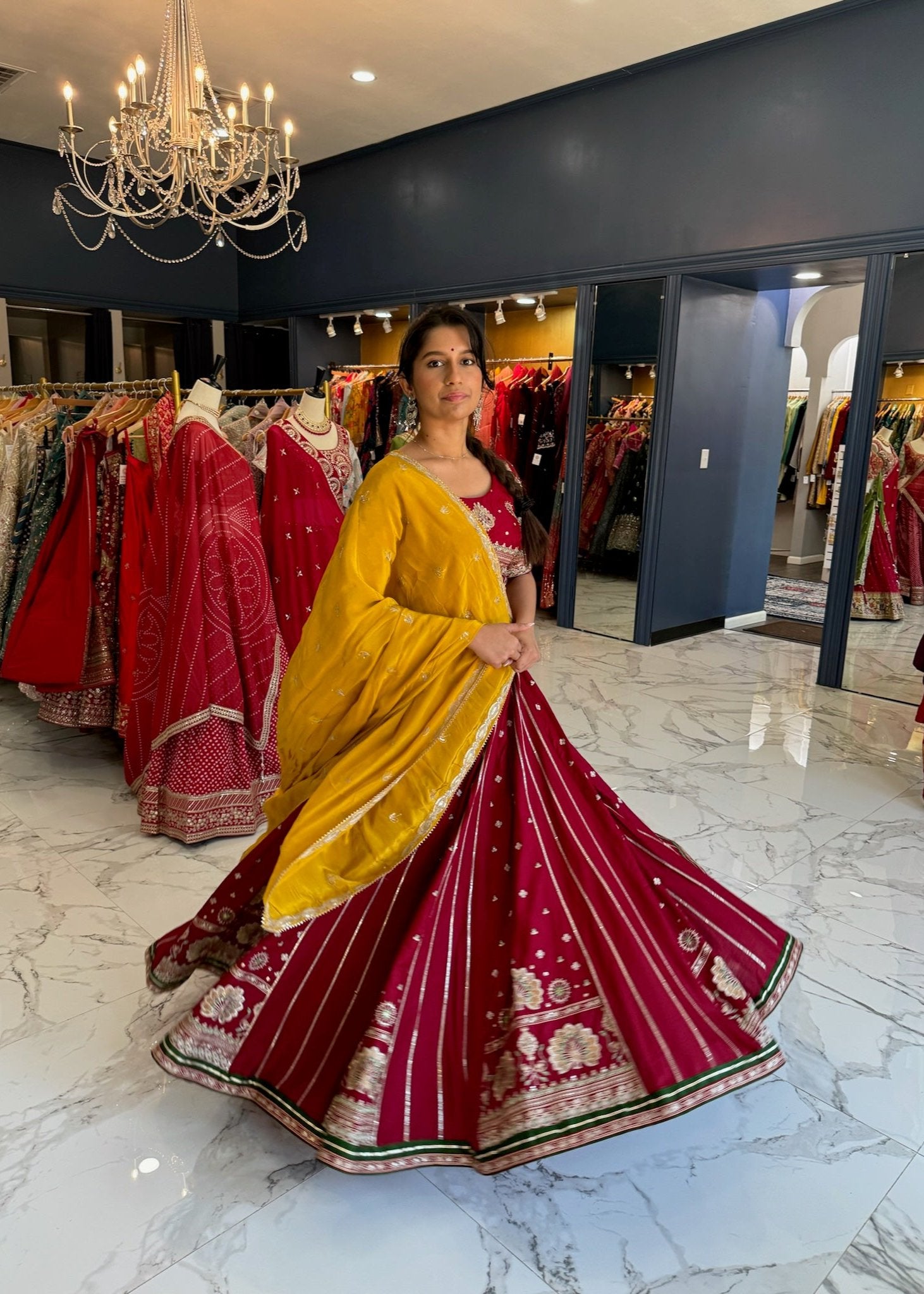 Vintage Red silk chaniya choli