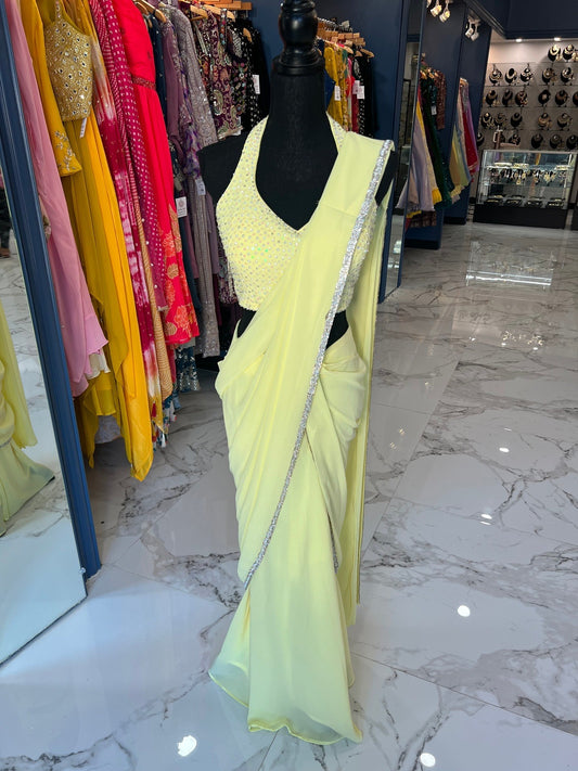 Bright yellow Ready Saree