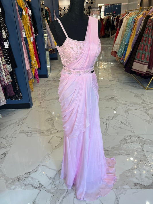 Pale Pink Ready Saree