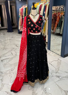 Black and Red Mirror Chaniya Choli
