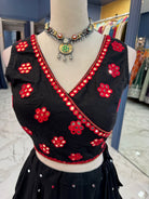 Black and Red Mirror Chaniya Choli