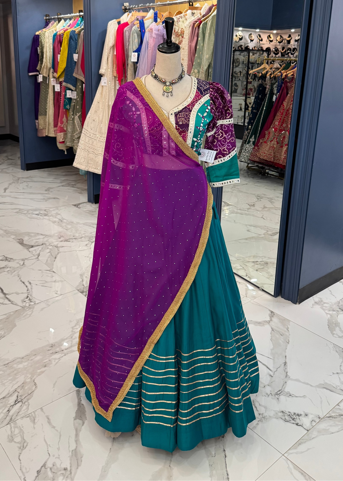 Teal & Purple Chaniya Choli