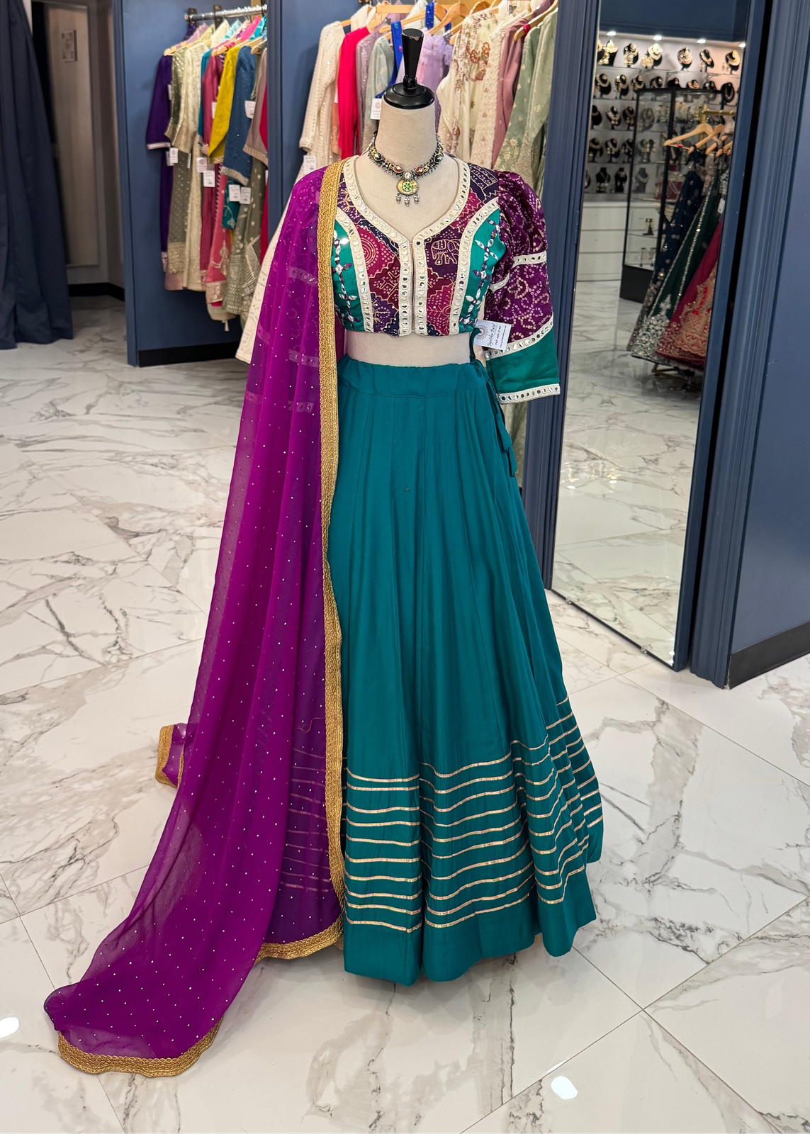 Teal & Purple Chaniya Choli