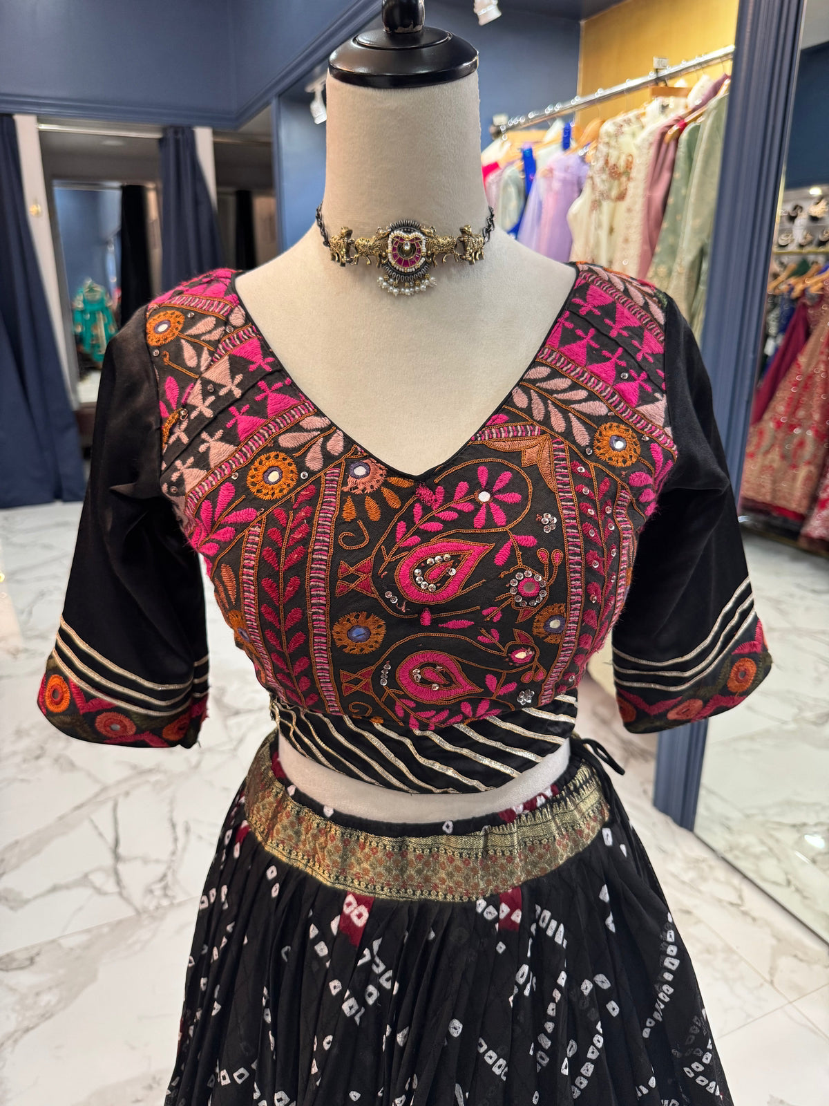 Black Bandhani Chaniya Choli