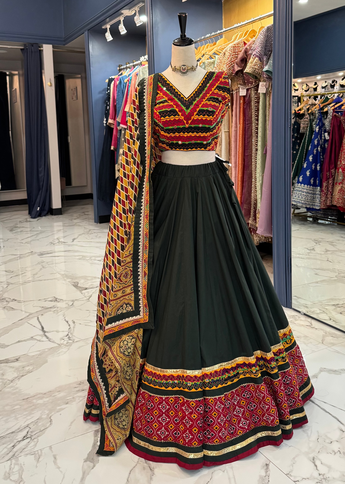 Bottle Green Traditional Chaniya Choli